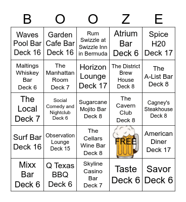 B O O Z Y   B  I  N G O Bingo Card