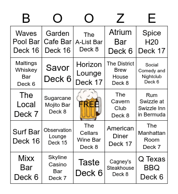 B O O Z Y        B  I  N G O Bingo Card