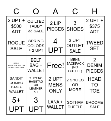 MARCH BINGO Card