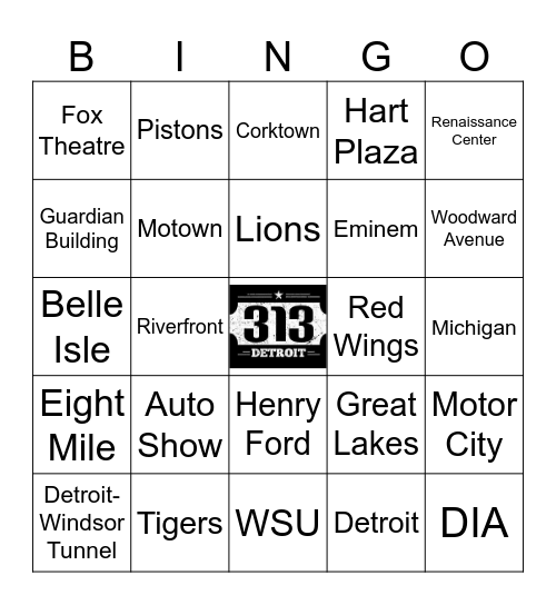 313 Day in the D Bingo Card