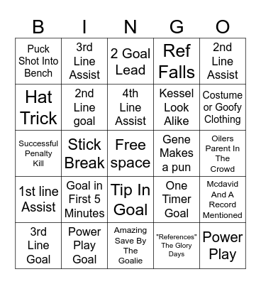 Easy Oilers bingo Card