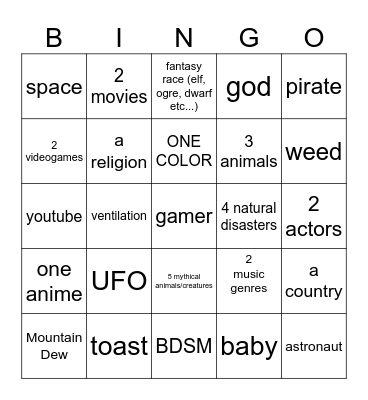 Infinite Craft Bingo Card