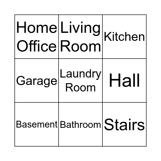 Parts of The House Bingo Card