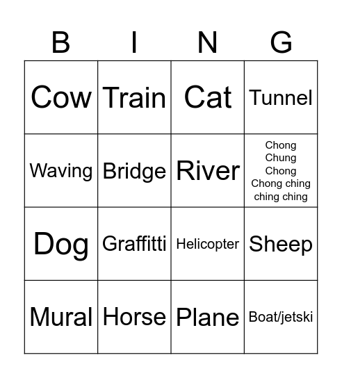 Train bingo Card
