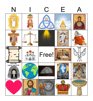 Nicene Creed Bingo Card