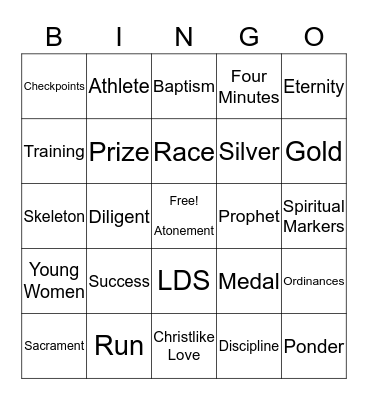LDS OLYMPICS Bingo Card