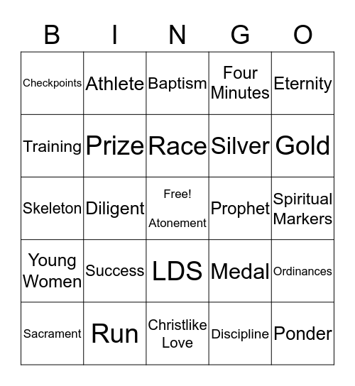 LDS OLYMPICS Bingo Card