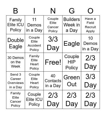Trainmore Bingo Card