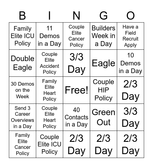 Trainmore Bingo Card