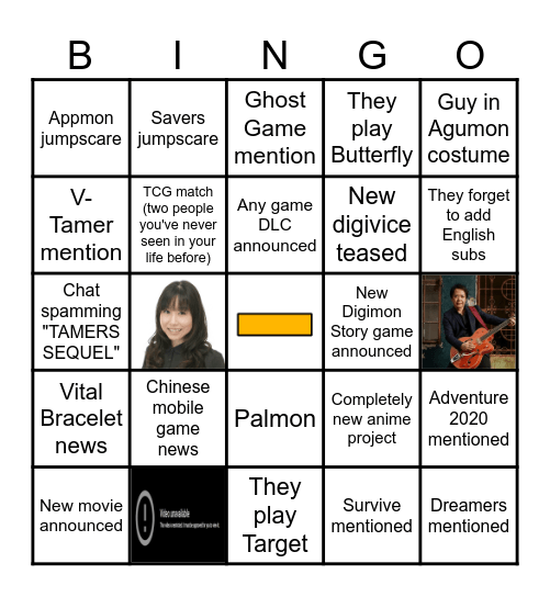 Digimon Con 2024 Bingo Card