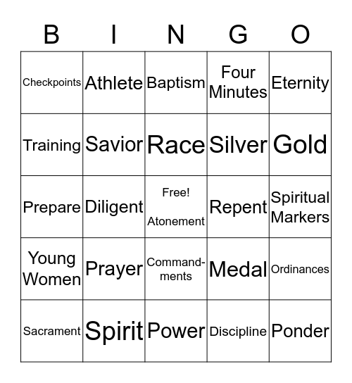 LDS OLYMPICS Bingo Card