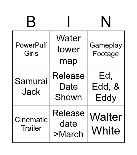 Multiversus Announcement Bingo Card