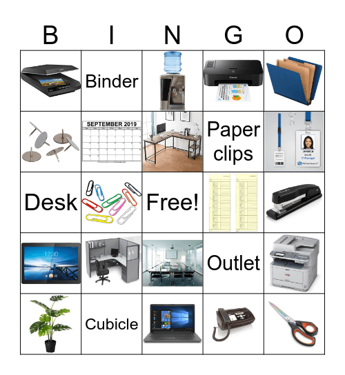 Office Vocabulary Bingo Card