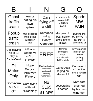 HPR Bingo Stream Bingo Card