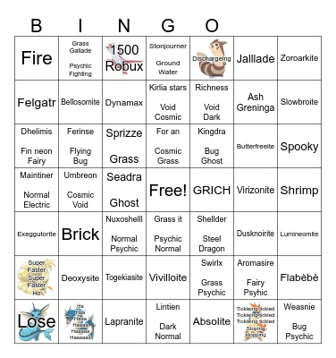 Pokemon Bingo Card