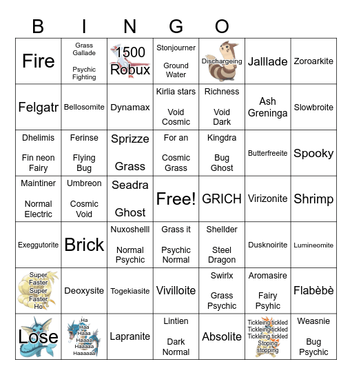 Pokemon Bingo Card