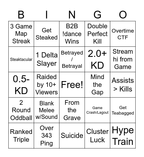 Bingo BTB Community Bingo Card