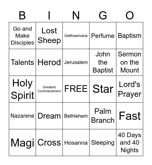 Book of Matthew Bingo Card