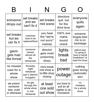 TECH WEEK BINGO Card