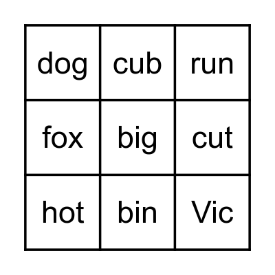 'I', 'O', 'U'! Bingo Card