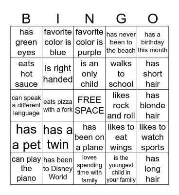 ICEBREAKER BINGO Card