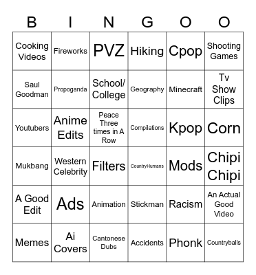 Douyin Brainrot :) Bingo Card