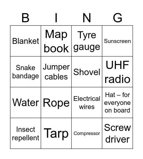 Be Prepared! Bingo Card