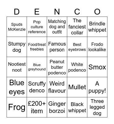 CRUFTS! Bingo Card