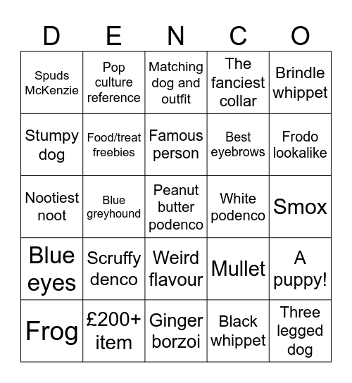 CRUFTS! Bingo Card