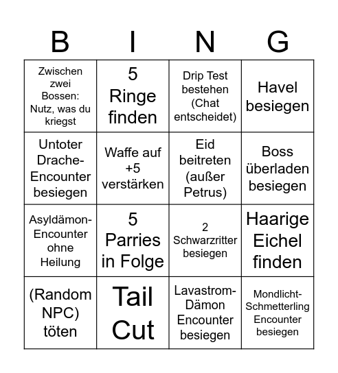 "Fin ist #Skill0r in Dark Souls"-Bingo Card