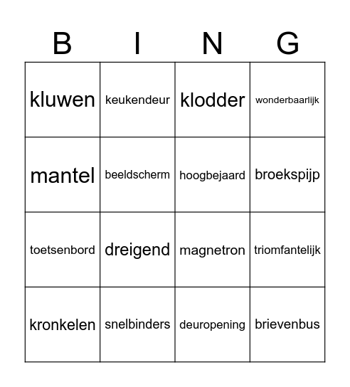 Boekenbingo Card