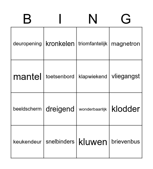 Boekenbingo Card