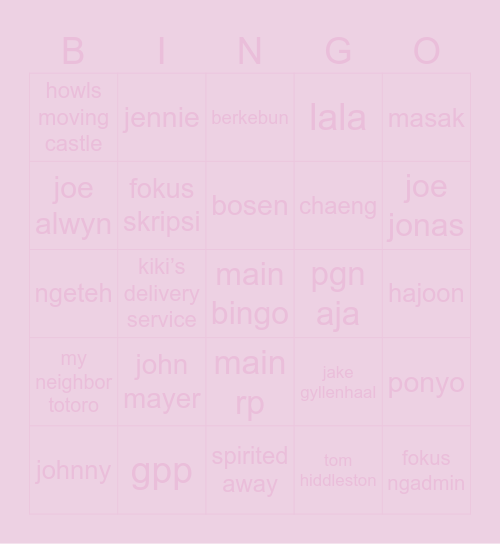 🧚‍♀️ Bingo Card