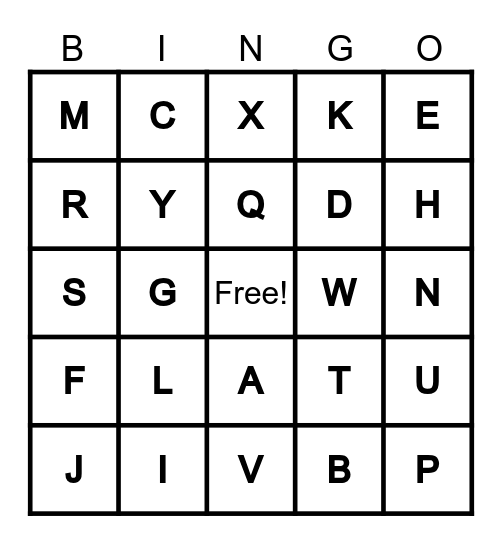 ALPHABET SOUNDS Bingo Card