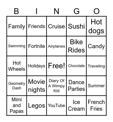 Z Man Bingo Card