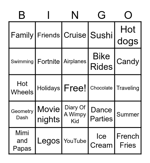 Z Man Bingo Card