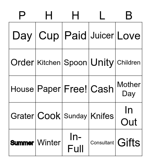 PRINCESS HOUSE HEALTH LIVING BINGO Card