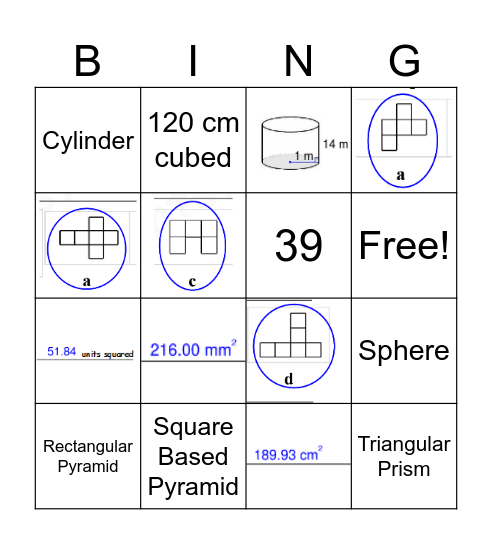Applied Math 3-D! Bingo Card