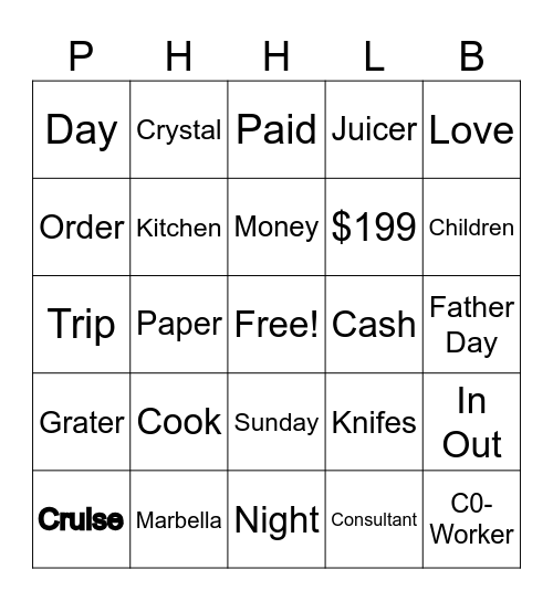 PRINCESS HOUSE HEALTH LIVING BINGO Card