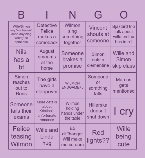 YOUNG ROYALS S3 Bingo Card