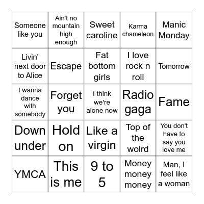 Spice's Bingo Bongo Bingo Card