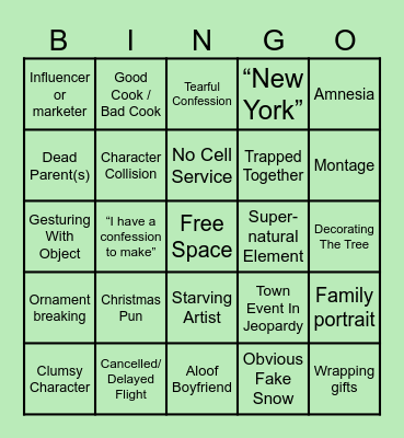 Bad Christmas Movie Bingo Card