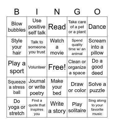 Coping Skill Bingo! Bingo Card