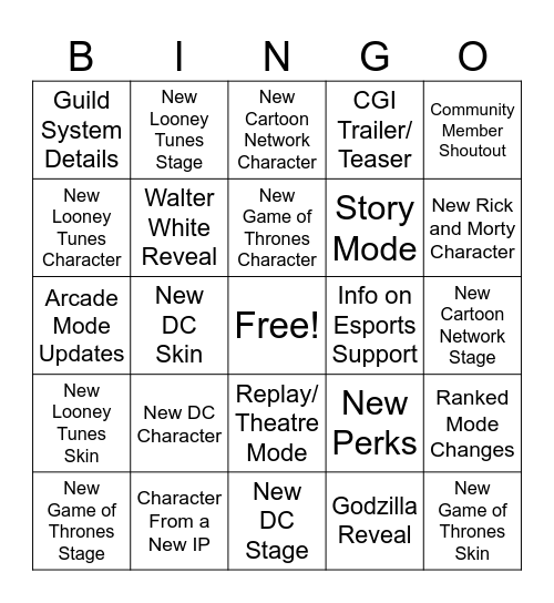 Multiversus Announcement Bing Bingo Card