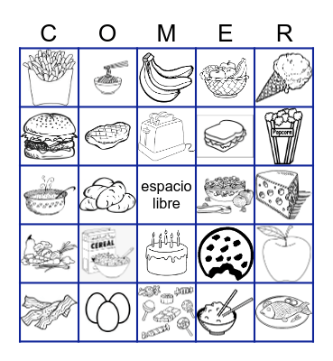 La comida que me gusta Bingo Card