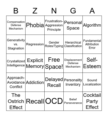 The Big Bang Theory BZNGA Bingo Card