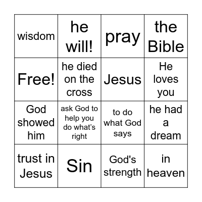Be Strong in the Lord Bingo Review Bingo Card