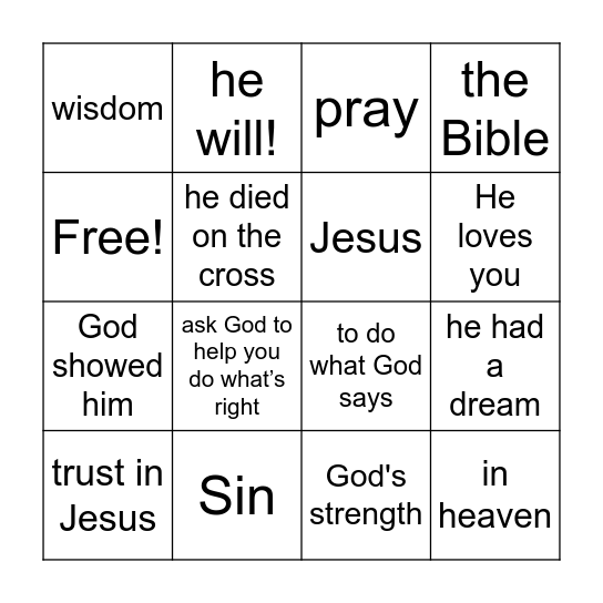 Be Strong in the Lord Bingo Review Bingo Card