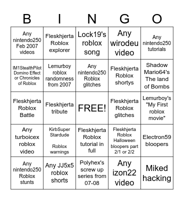 maple's roblox lost videos bingo Card