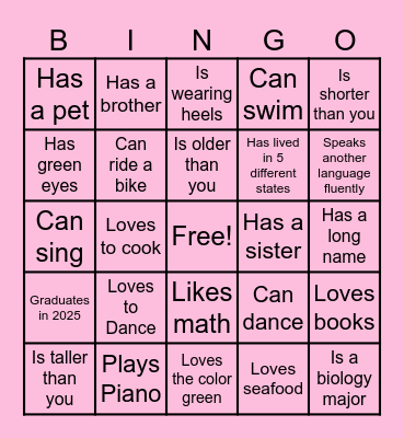 Sisterly Relations Bingo Card